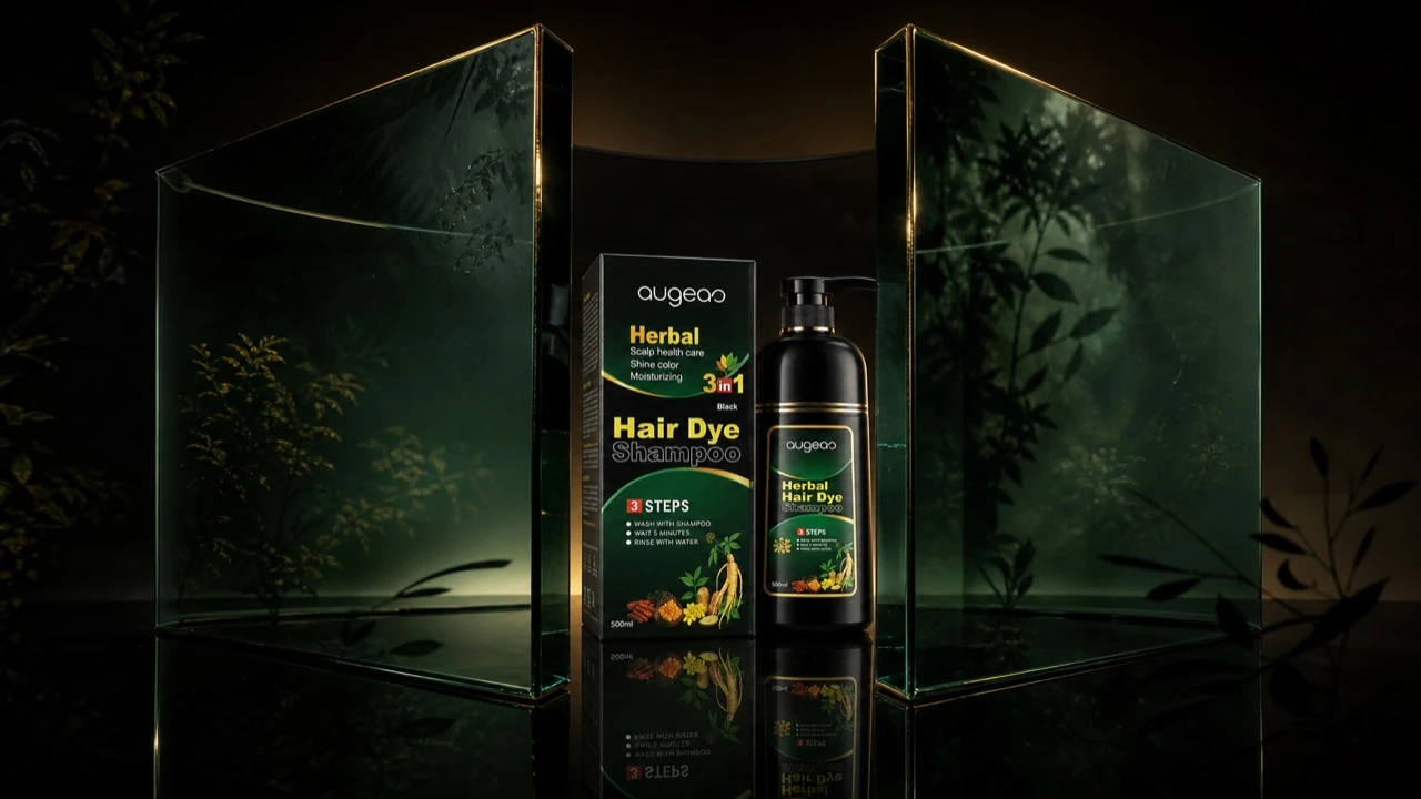 AUGEAS 500ml hair dye shampoo bottle and box